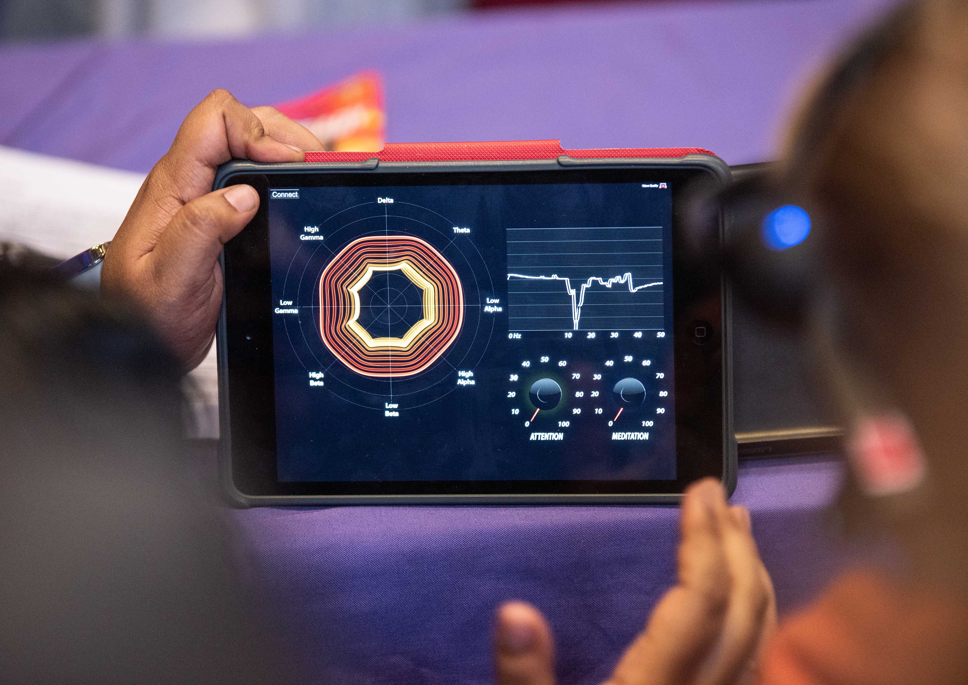 Looking at brain on a tablet